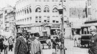 Hendricks (Gordon) Collection. No. 38, New York City street scene, Union Square and Lincoln Building--unidentified works - 1889
