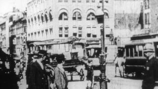 Hendricks (Gordon) Collection. No. 38, New York City street scene, Union Square and Lincoln Building--unidentified works - 1889